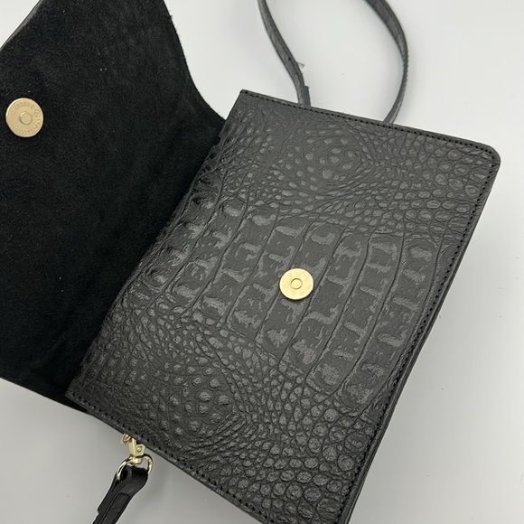 House of Harlow 1960 Croc Embossed Gold Snake Handle Crossbody Bag Like New - Picture 10 of 12